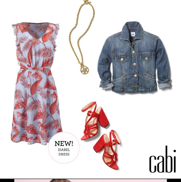 CAbi Dresses & Skirts - 2/$30  Cabi Isabel Palm Leaf Mini Sundress  Light Blue Red  Small